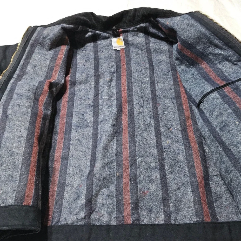 Carhartt Detroit Jacket Mens 4XL Black Blanket Lined Duck Canvas J0001 BLK USA